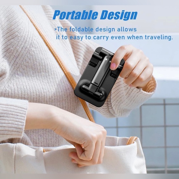 NIP ADJUSTABLE FOLDING WHITE DESKTOP CELL PHONE STAND WITH ANTI-SLIP BASE. - Picture 6 of 7